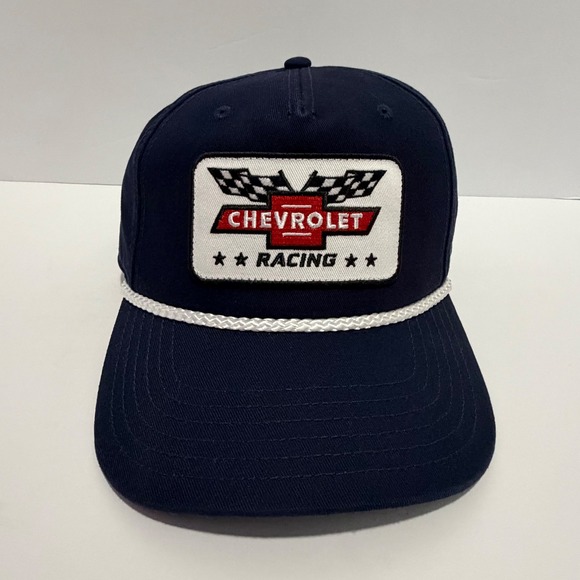 Official GM Navy Chevrolet Racing Patch Rope Snap Back Baseball Cap OSFM - Picture 2 of 6